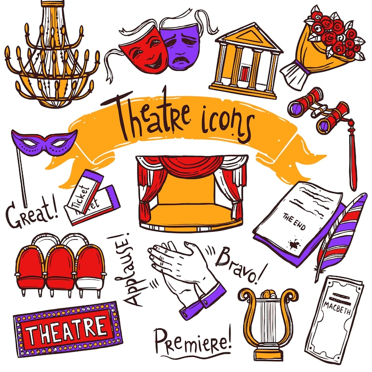 Vecteur gratuit ensemble d&#39;icônes de théâtre
