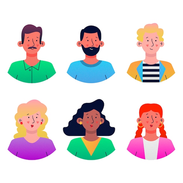 Vecteur gratuit ensemble d'illustration d'avatars de personnes