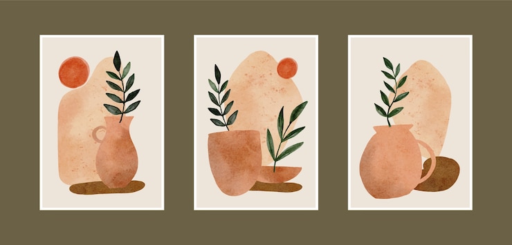 Vecteur gratuit ensemble d'illustrations d'affiches boho
