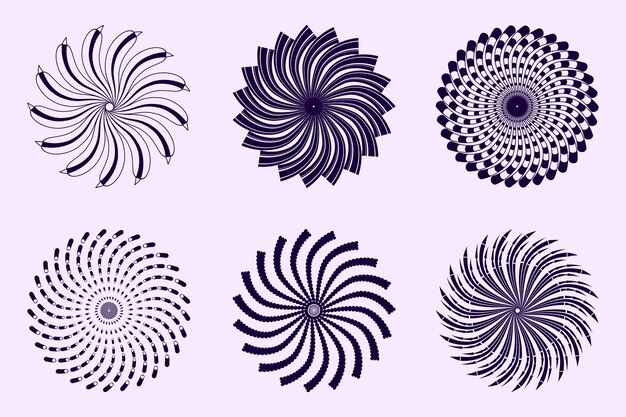 Ensemble d'illustrations de cercle plat en spirale