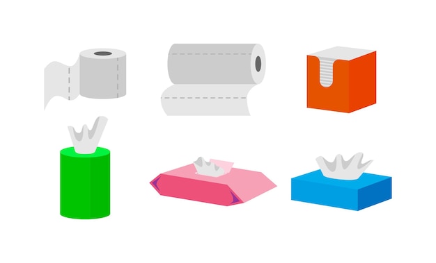 Vecteur gratuit ensemble d'illustrations pour papier toilette et essuie-tout