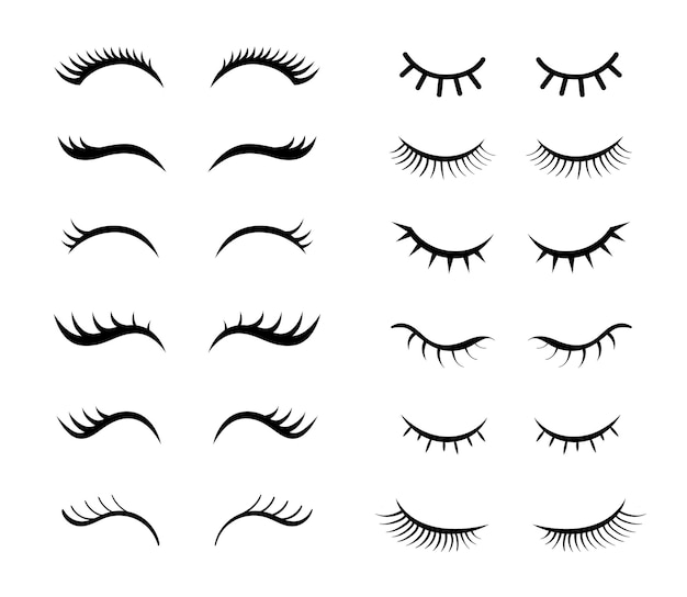 Ensemble d'illustrations simples de cils pour filles