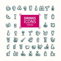 Vecteur gratuit ensemble d'illustrations vectorielles d'icônes de boissons.