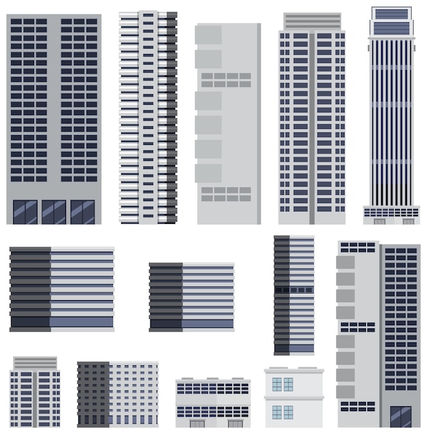 Ensemble D'immeuble De Grande Hauteur Sur Fond Blanc