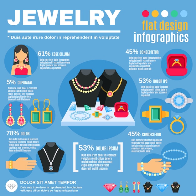 Vecteur gratuit ensemble d'infographie de bijoux