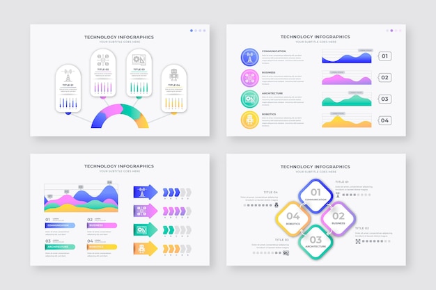 Vecteur gratuit ensemble d'infographie de technologie différente