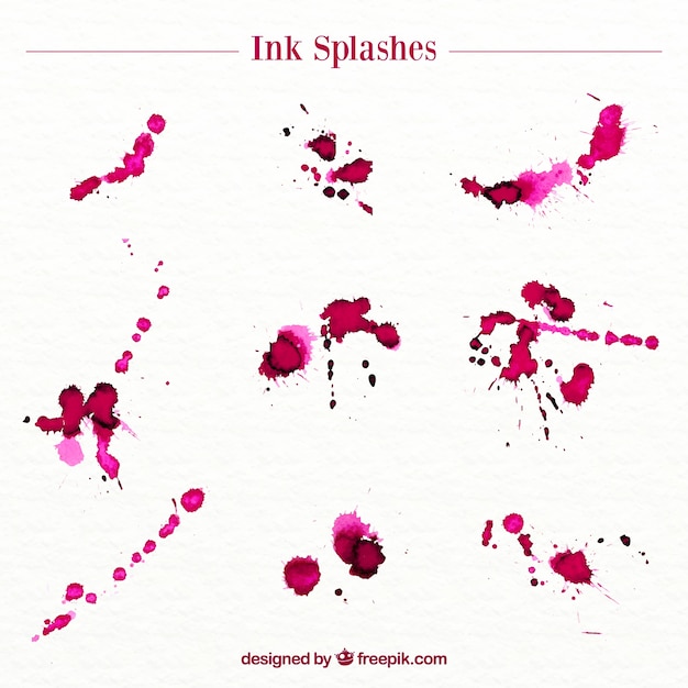 Vecteur gratuit ensemble de inkblots rose