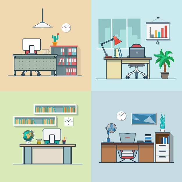 Ensemble intérieur intérieur de chaise de table de travail de bureau de professeur de chambre d'étudiant.