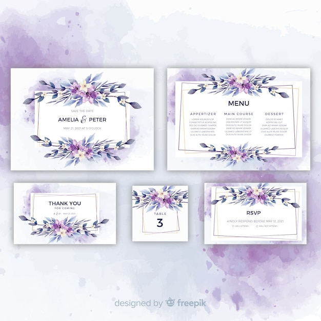 Ensemble D'invitations De Mariage Assez Floral