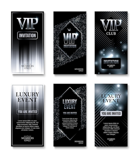 Vecteur gratuit ensemble d'invitations vip premium