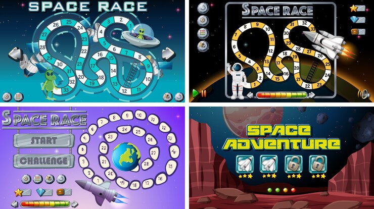 Vecteur gratuit ensemble de jeux de l'espace