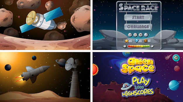 Vecteur gratuit ensemble de jeux de l'espace