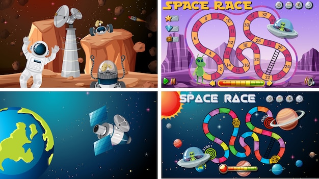 Vecteur gratuit ensemble de jeux de l'espace