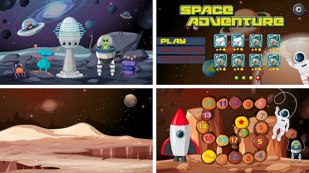 Vecteur gratuit ensemble de jeux de l'espace