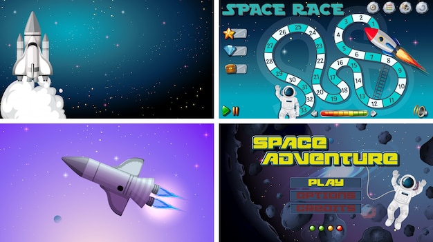 Vecteur gratuit ensemble de jeux spatiaux