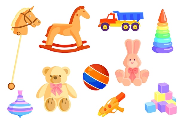 Vecteur gratuit ensemble de jouets bébé coloré