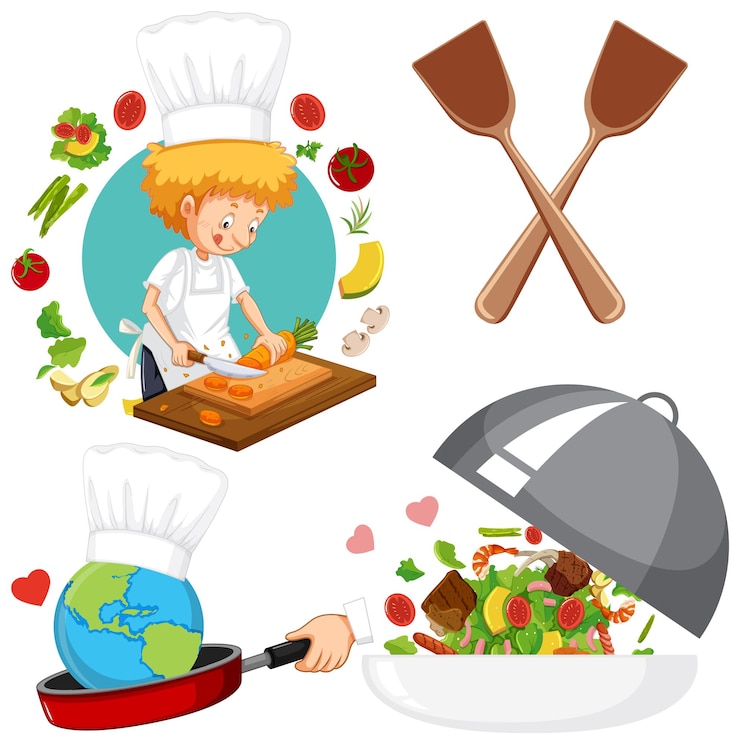 Vecteur gratuit ensemble de jour de cuisson mixte