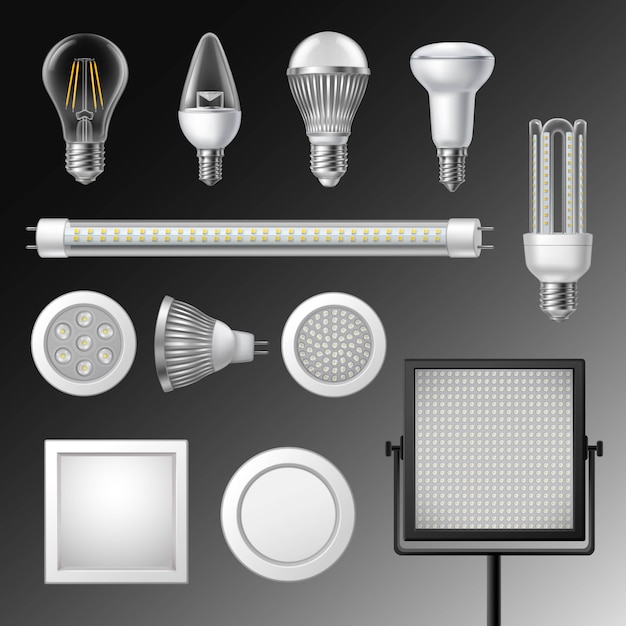 Vecteur gratuit ensemble de lampes led réalistes