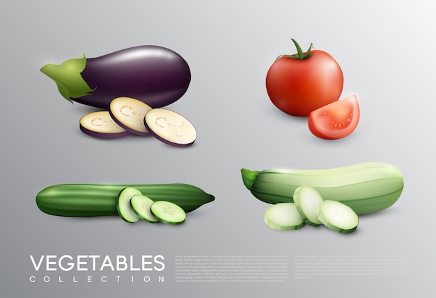 Vecteur gratuit ensemble de légumes frais réalistes