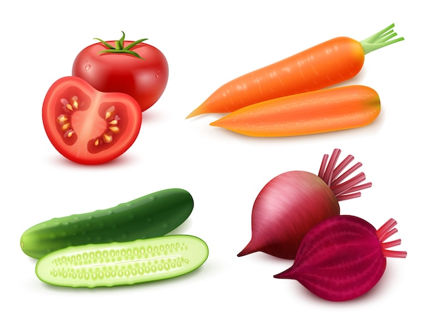 Vecteur gratuit ensemble de légumes réalistes