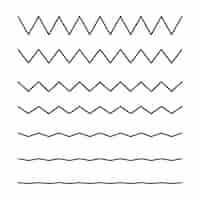 Vecteur gratuit ensemble de lignes ondulées en zigzag