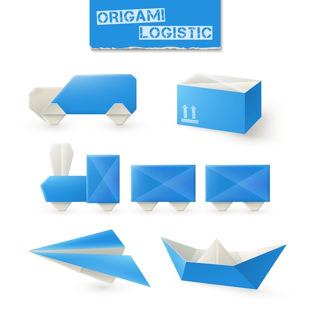 Vecteur gratuit ensemble logistique en origami