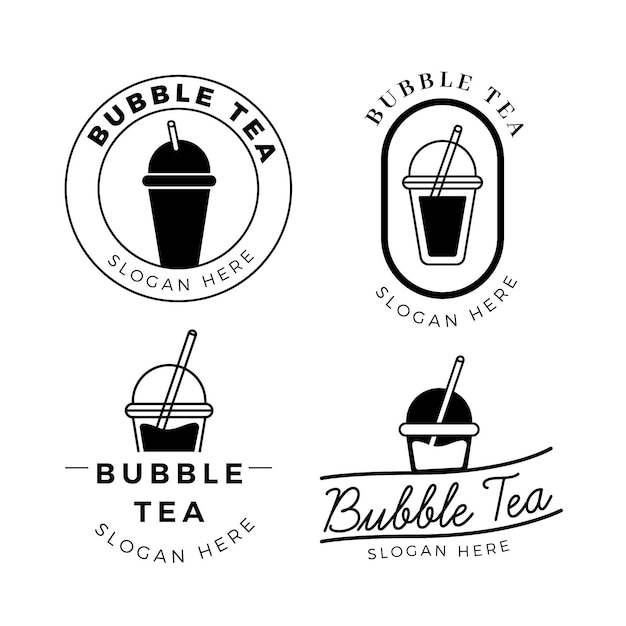 Vecteur gratuit ensemble de logo bubble tea