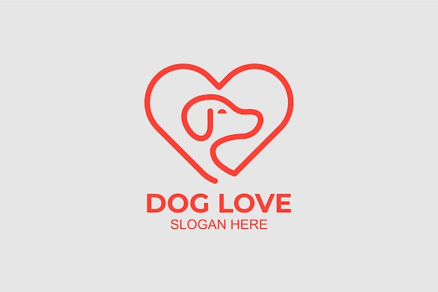 Ensemble de logo de chien d'amour simple et moderne