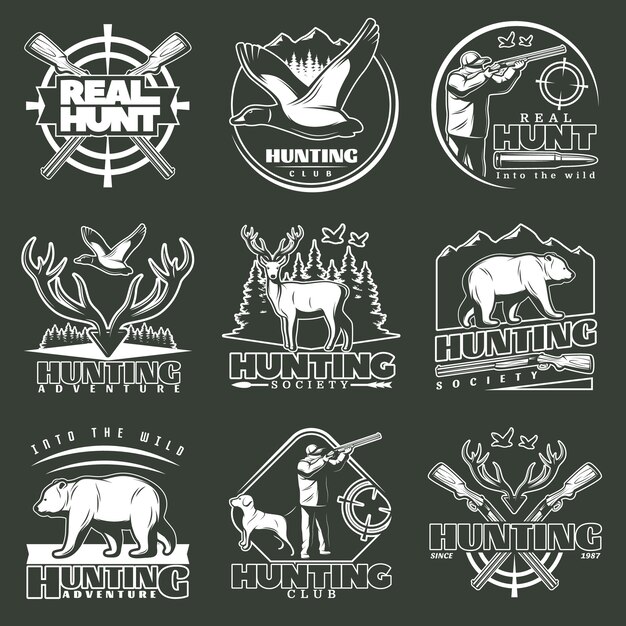 Ensemble de logo du club de chasse