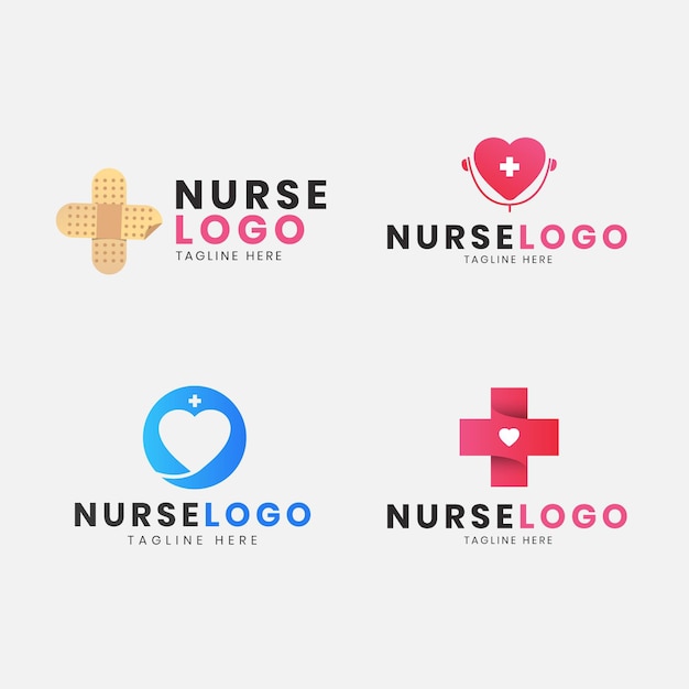 Vecteur gratuit ensemble de logo infirmière design plat