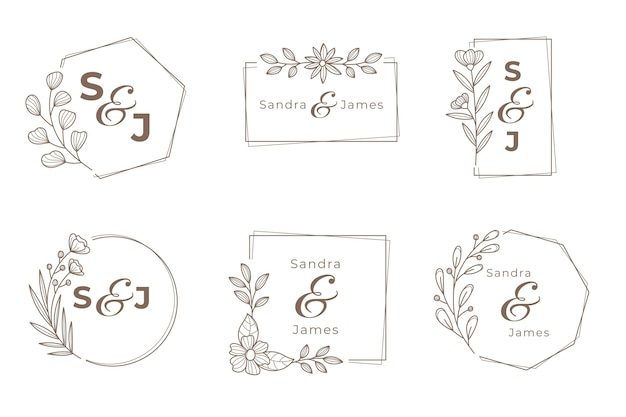 Ensemble De Logo Monogramme De Mariage