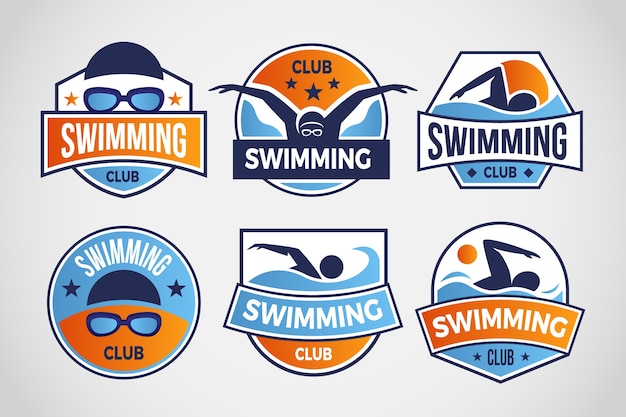 Vecteur gratuit ensemble de logo de natation dégradé