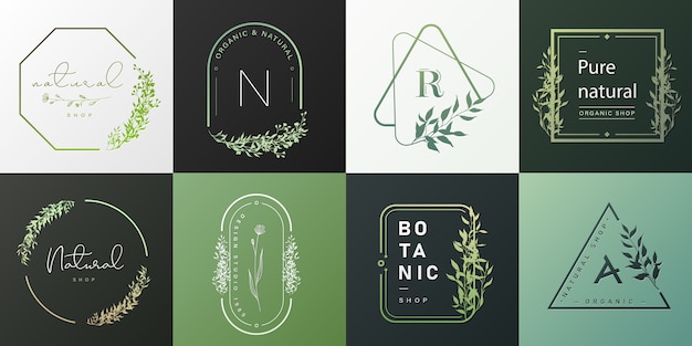 Vecteur gratuit ensemble de logo naturel et biologique pour la marque, l'identité d'entreprise.