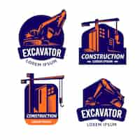 Vecteur gratuit ensemble de logo pelle et construction