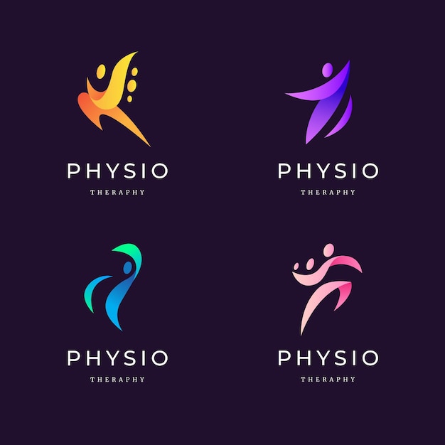 Vecteur gratuit ensemble de logo de physiothérapie dégradé