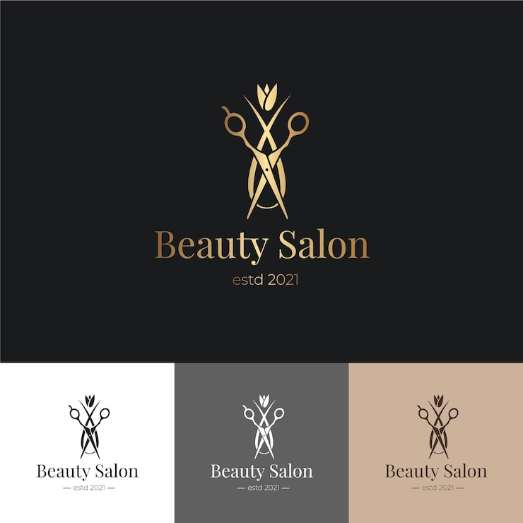 Vecteur gratuit ensemble de logo de salon de coiffure de luxe