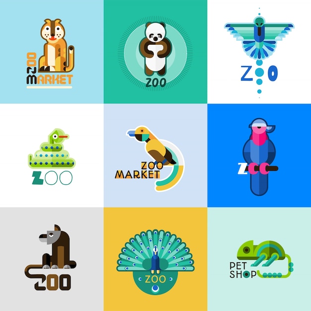 Vecteur gratuit ensemble de logo zoo