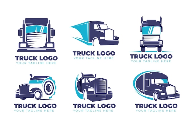 Vecteur gratuit ensemble de logos de camion design plat
