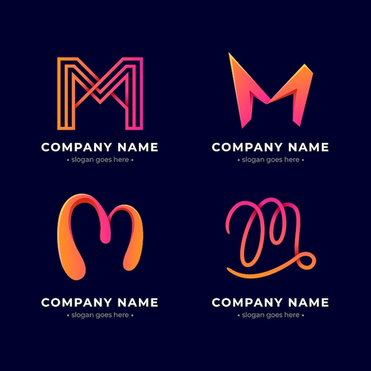 Vecteur gratuit ensemble de logos m de couleur dégradé