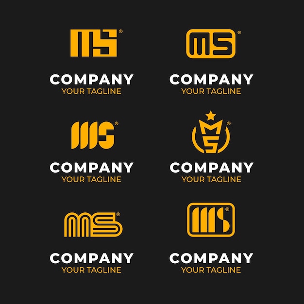Vecteur gratuit ensemble de logos ms design plat