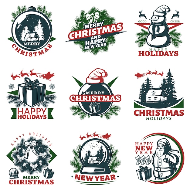 Ensemble De Logos De Noël Colorés