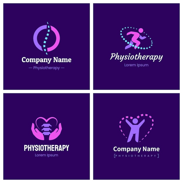 Vecteur gratuit ensemble de logos de physiothérapie créative