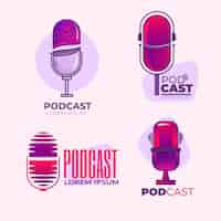 Vecteur gratuit ensemble de logos de podcast détaillés