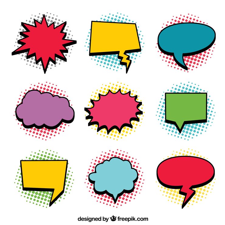 Vecteur gratuit ensemble de logos en style comique