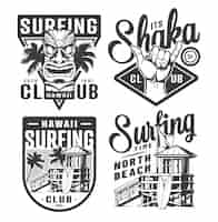 Vecteur gratuit ensemble de logos de surf vintage