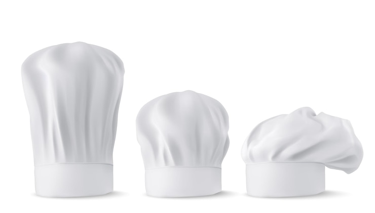 Vecteur gratuit ensemble de maquettes de casquettes de cuisinier et de tuques de boulanger