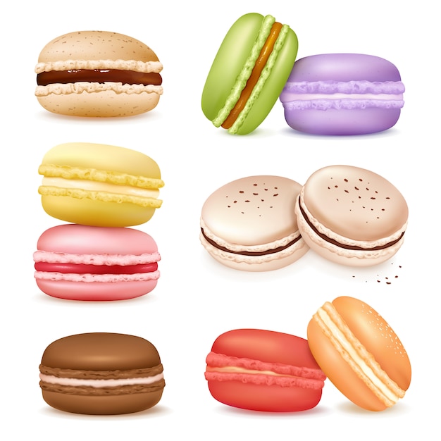 Vecteur gratuit ensemble de marchandises isolé macaron