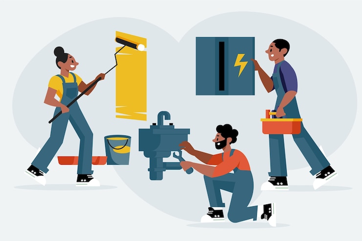 Vecteur gratuit ensemble des métiers de la maison et de la rénovation