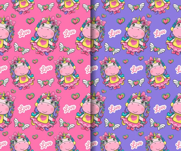 Illustration De Licorne Bebe Mignon Vecteur Premium