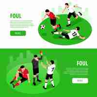 Vecteur gratuit ensemble de modèles de bannière web football football isométrique